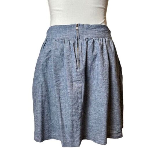 Freeway Chambray Skirt Pockets Back Zip Pintuck Blue Denim Look Size Medium - Picture 3 of 8